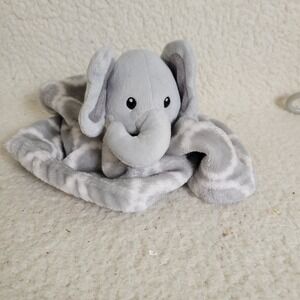 Hudson Baby Grey Elephant Plush Security Blanket Lovey Geometric Circles 50589